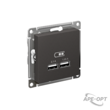 Изображения товара AtlasDesign Базальт USB Розетка A+A, 5В/2,1 А, 2х5В/1,05 А, механизм | ATN001433 | SE
