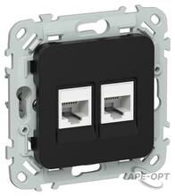 Изображения товара FLITE Розетка 2-ая компьютерная RJ45 кат.5Е UTP РК5е-2-0-ФлЧ черный | FI-K22-1-K02 | IEK