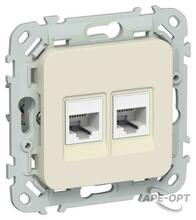 Изображения товара FLITE Розетка 2-ая компьютерная RJ45 кат.5Е UTP РК5е-2-0-ФлСл сливочный | FI-K22-1-K86 | IEK