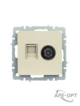 Изображения товара BRITE Розетка двойная TV+RJ45 кат.5E РТВ/РК12-БрКр бежевый | BR-AK20-1-K10 | IEK