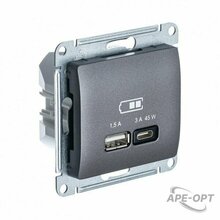 Изображения товара Glossa Графит USB Розетка A + тип-C 45W высокоскор.заряд