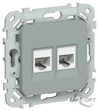 Изображения товара FLITE Розетка 2-ая компьютерная RJ45 кат.5Е UTP РК5е-2-0-ФлС серый | FI-K22-1-K03 | IEK