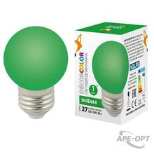 Изображения товара Лампа светодиодная LED-G45-1W/GREEN/E27/FR/С декоративная LED