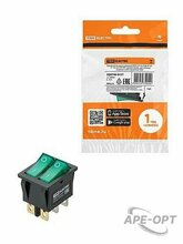 Изображения товара KCD3-221N 250В AC/DC, 1P, 15А, (6с), ON-OFF, черный корпус, две зеленые клавиши, LED, | SQ0746-0157 | TDM