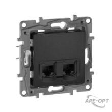 Изображения товара Etika Антрацит Розетка компьютерная 2-ая RJ45, кат.5е UTP | 672655 | Legrand