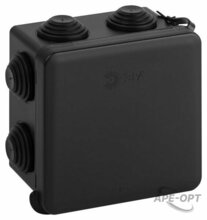 Изображения товара Распаячная коробка ЭРА KOR-80-80-50-7gv-MP-B черная 80х80х50мм с гермовводами 7 входов прямой монтаж IP55 | Б0069878 | ЭРА