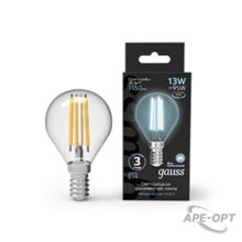 Изображения товара Лампа светодиодная Filament Шар 13W 1150lm 4100К Е14 LED 1/10/50 | 105801213 | Gauss