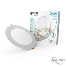 Изображения товара Светильник Basic Downlight круг 24W 2100m 4000K 170-260V IP20 225*26 белый LED 1/40 | 9030520224 | Gauss