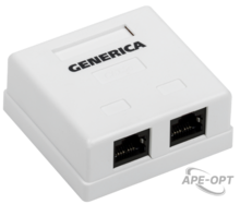 Изображения товара Розетка инф. настенная RJ45 кат. 5Е UTP 2 порта | CS2-1C5EU-22-G | GENERICA