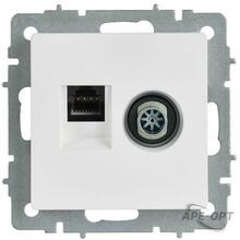 Изображения товара BRITE Розетка двойная TV+RJ45 кат.5E РТВ/РК12-БрАБ арктический белый | BR-AK20-1-K91 | IEK