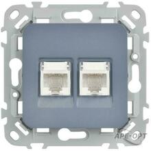 Изображения товара FLITE Розетка 2-ая компьютерная RJ45 кат.5Е UTP РК5е-2-0-ФлМ маренго | FI-K22-1-K35 | IEK
