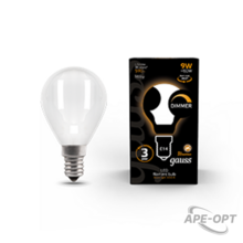 Изображения товара Лампа светодиодная Filament Шар 9W 590lm 3000К Е14 milky диммируемая LED 1/10/50 | 105201109-D | Gauss