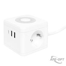 Изображения товара Удлинитель "Куб" 2 гнезда 2USB 2,4А+Type C + Ночник 1,3 метра 1мм2 | UBA-CUB-2-TC | EKF