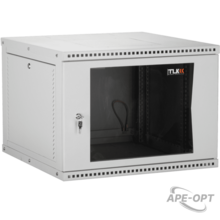 Изображения товара TWI-066045-R-G-GY - Настенный разборный шкаф TLK 19", 6U, стеклянная дверь, Ш600хВ303хГ450мм, 1 пара монтажных направляющих, серый