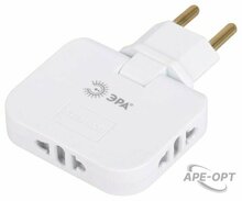 Изображения товара Разветвитель электрический ЭРА SPF-3-FL поворотный на 3 розетки 10А белый | Б0069088 | ЭРА
