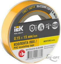 Изображения товара Изолента 0,15х15мм желтая 5м | EX-IZ10-C15-15-05-K05 | IEK