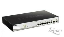 Изображения товара DGS-1210-10MP/FL2A - Управляемый L2 коммутатор с 8 портами 10/100/1000Base-T и 2 портами 1000Base-X SFP (8 портов PoE 802.3af/at, PoE-бюджет 130 Вт), D-Link