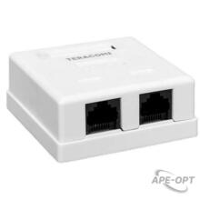 Изображения товара Розетка настенная TERACOM PRO Cat.6 неэкранированная 2 порта RJ-45 Dual IDC белая | TRP-WBOX-2RJ45-6UTP-WH | EKF