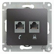 Изображения товара Glossa Графит Розетка 2-ая RJ11+RJ45, кат.5E | GSL001385 | SE