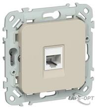 Изображения товара FLITE Розетка компьютерная RJ45 кат.5Е UTP РК5е-1-0-ФлЛ льняной | FI-K12-1-K88 | IEK