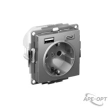 Изображения товара AtlasDesign Сталь Розетка 16А c 2 USB A+C, 5В/2,4А/3,0А, 2х5В/1,5А, механизм | ATN000932 | SE