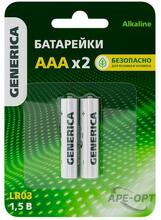 Изображения товара Батарейка щелочная Alkaline LR03/AAA (2шт/блистер) | ABT-LR03-ST-L02-G | GENERICA