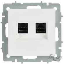 Изображения товара BRITE Розетка компьютерная двойная кат.5E RJ45 РК10-2-БрАБ арктический белый | BR-K20-1-K91 | IEK