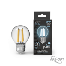 Изображения товара Лампа светодиодная Filament Шар 13W 1150lm 4100К Е27 LED 1/10/50 | 105802213 | Gauss