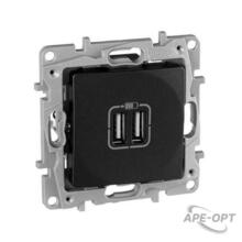 Изображения товара Etika Антрацит Розетка USB 2-ая 240В/5В 2400мА | 672694 | Legrand