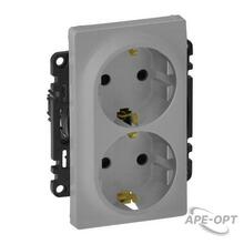 Изображения товара Valena LIFE DIY Алюминий Розетка 2-ая с/з с защитными шторками, безвинт.зажим | 753626 | Legrand