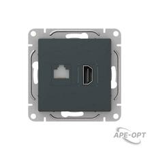 Изображения товара Механизм розетки HDMI+RJ45 (cat5), графит Эпика |UP1-SOG-HDMI-RJ45| EKF