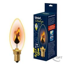 Изображения товара Лампа накаливания ЛОН IL-N-C35-3/RED-FLAME/E14/CL с эффектом пламени | UL-00002981 | Uniel