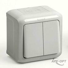 Изображения товара Quteo Серый Выключатель 2-клавишный IP44 10А | 782332 | Legrand