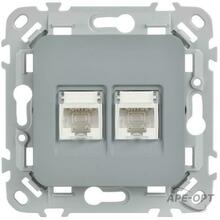 Изображения товара FLITE Розетка 2-ая компьютерная RJ45 кат.5Е UTP РК5е-2-0-ФлС серый | FI-K22-1-K03 | IEK