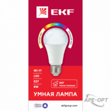 Изображения товара Лампа светодиодная LED Умная Connect 8Вт WIFI RGBW E27 | slwf-e27-rgbw | EKF