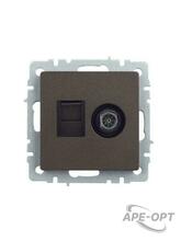Изображения товара BRITE Розетка двойная TV+RJ45 кат.5E РТВ/РК12-БрТБ темная бронза | BR-AK20-1-K45 | IEK