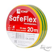 Изображения товара Изолента ПВХ желто-зеленая 19мм 20м серии SafeFlex | plc-iz-sf-yg | EKF