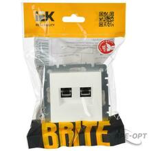 Изображения товара BRITE Розетка компьютерная 2-ая RJ45 кат.5E РК10-2-БрБ белый без шторок | BR-K20-1-K01 | IEK