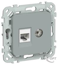 Изображения товара FLITE Розетка 2-ая RJ45/TV кат.5Е UTP РКТВ5е-2-0-ФлС серый | FI-AK22-1-K03 | IEK