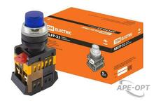 Изображения товара Кнопка ABLFP-22 синий d22мм неон/230В 1з+1р | SQ0704-0007 | TDM