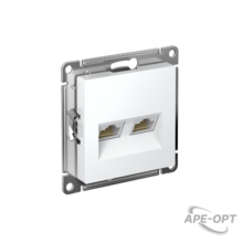 Изображения товара AtlasDesign Белый Розетка 2-ая компьютерная RJ45+RJ45, кат.5E, механизм | ATN000185 | SE