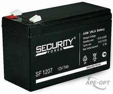 Изображения товара SF 1207 - Аккумулятор Security Force герметичный свинцово-кислотный, 12В/7Ач, ножевые клеммы 4,8 мм (F1)