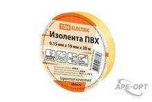 Изображения товара Изолента ПВХ 0,15х19мм Желтая 20м | SQ0526-0002 | TDM
