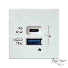 Изображения товара Simon Connect Зарядное устройство USB A+C 65W, 230В~, белый, K45, Connect | K126H-9 | Simon