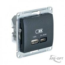 Изображения товара Glossa Антрацит USB Розетка A + тип-C 45W высокоскор.заряд