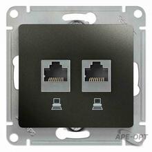 Изображения товара Glossa Антрацит Розетка 2-ая компьютерная RJ45+RJ45, кат.5E | GSL000785KK | SE