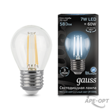 Изображения товара Лампа светодиодная LED 7Вт E27 220В 4100К шар | 105802207 | Gauss