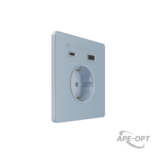 Изображения товара Systeme Infinity, Розетка С/У с ЗК и зар.устр.USB А+С 20Вт (250В, 16А, защит.шторки), Стальное небо