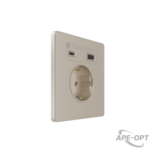 Изображения товара Systeme Infinity, Розетка С/У с ЗК и зар.устр.USB А+С 20Вт (250В, 16А, защит.шторки), Песчаный берег