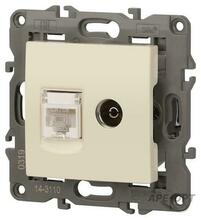 Изображения товара 14-3110-02 Розетка RJ45+TV, IP20, сл.кость | Б0034315 | ЭРА
